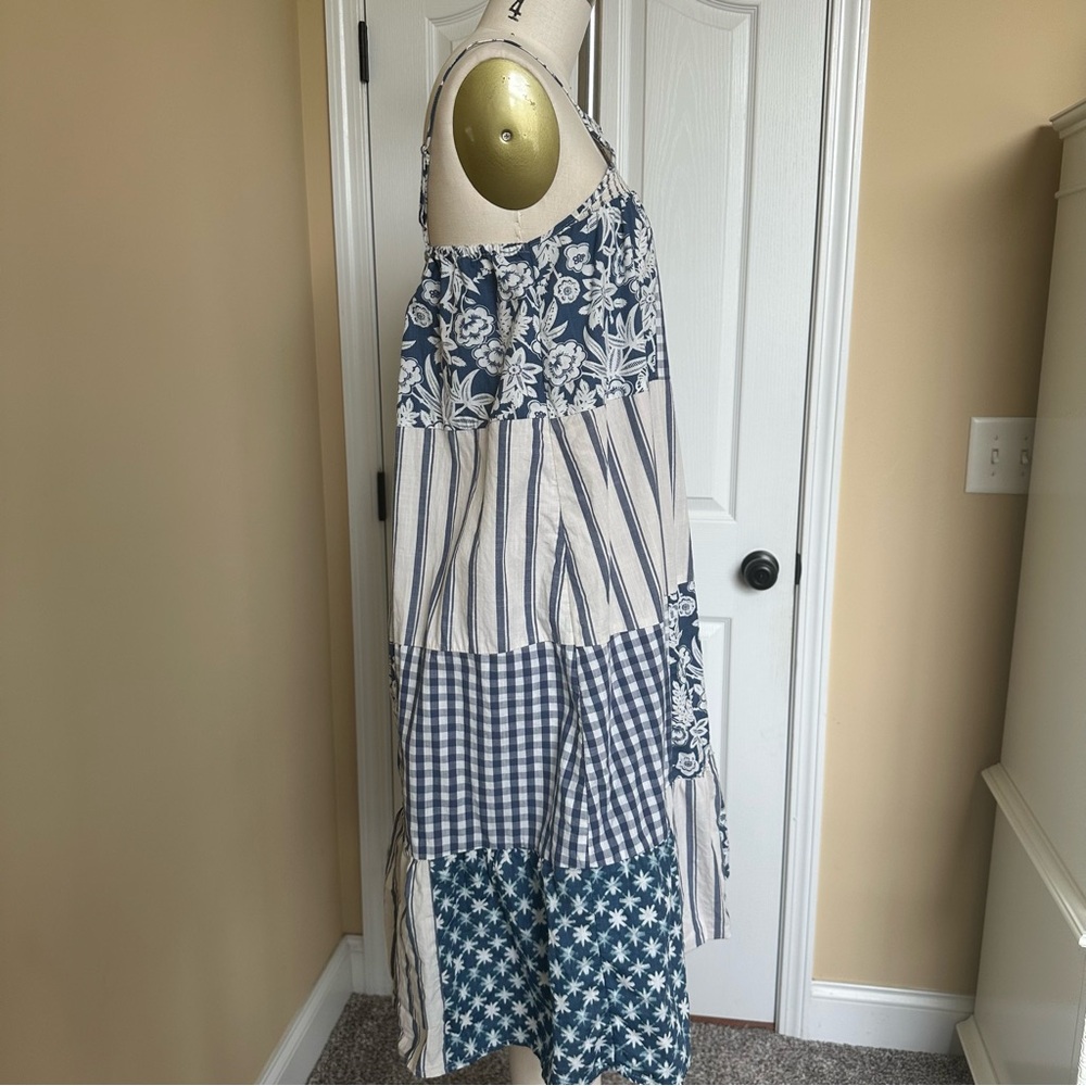 Cat & Jack Girl's Sleeveless Blue and White Patchwork Dress Size 14/16 XL - Picture 3 of 9